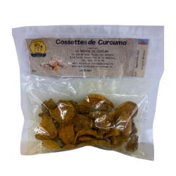 Les cossettes de Curcuma en sachet.