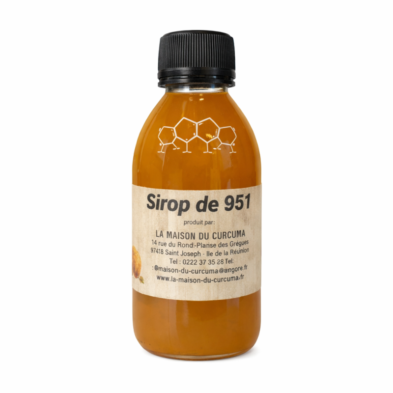 SIROP DE CURCUMA Mère 951, neuf doses de Curcuma, Cinq doses de Gingembre et une dose de poivre