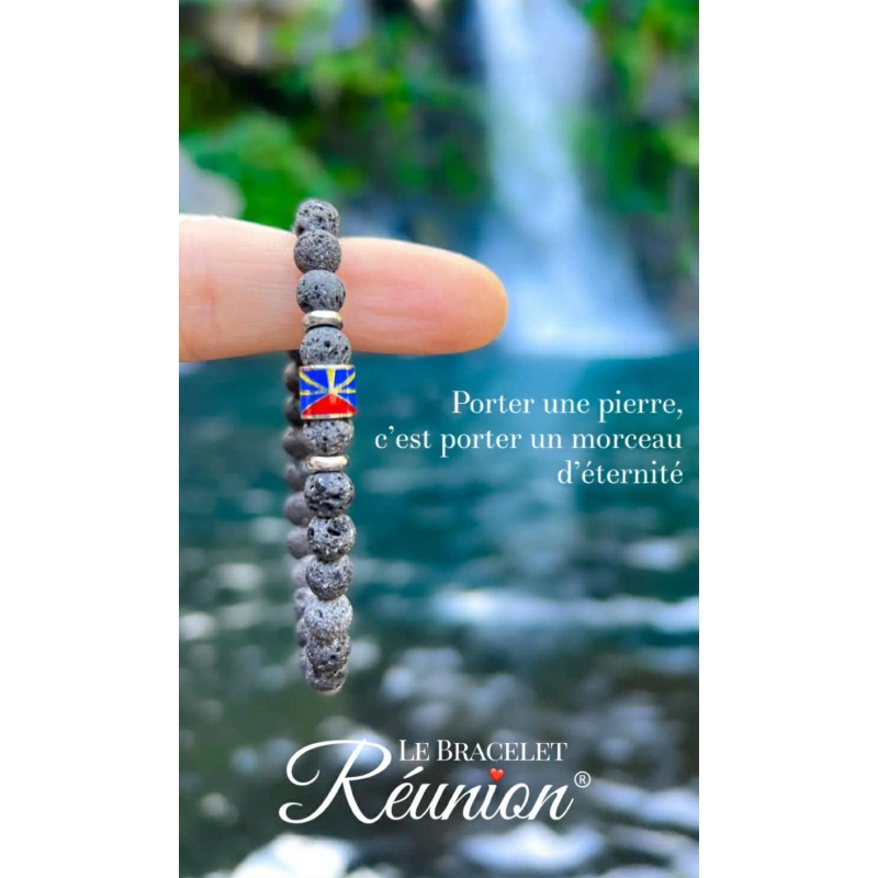 Bracelet Réunion pierre de lave – Bijou volcanique bien-être exclusif MELGA