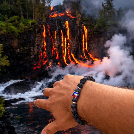 Bracelet Réunion pierre de lave – Bijou volcanique bien-être exclusif MELGA