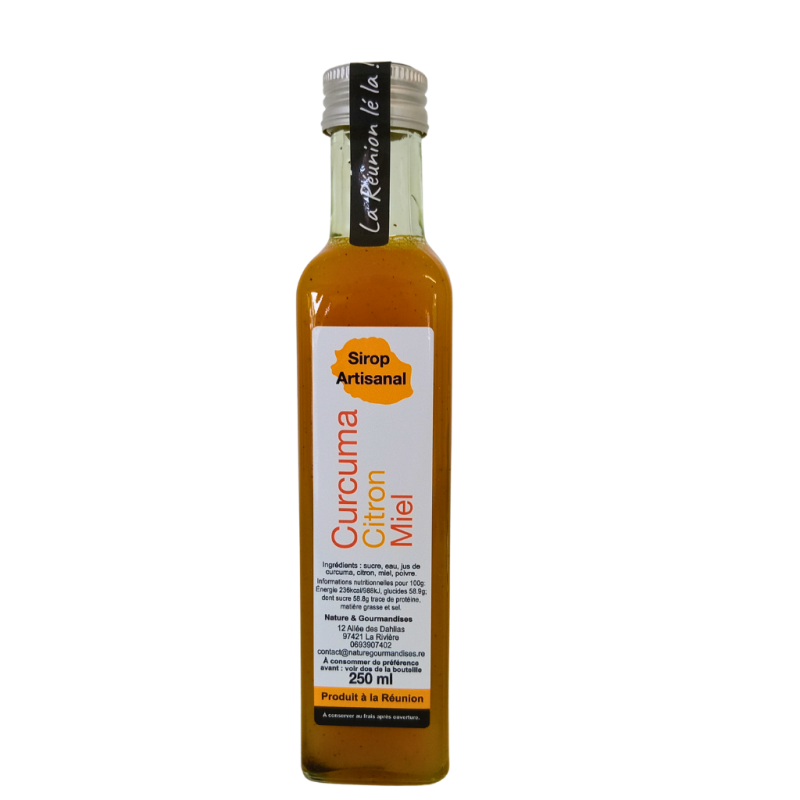 Sirop Curcuma Citron Miel – Nature & Gourmandises | Sirop artisanal Réunion
