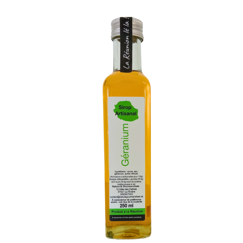 Sirop de Géranium – Nature & Gourmandises | Sirop artisanal Réunion 250 ml