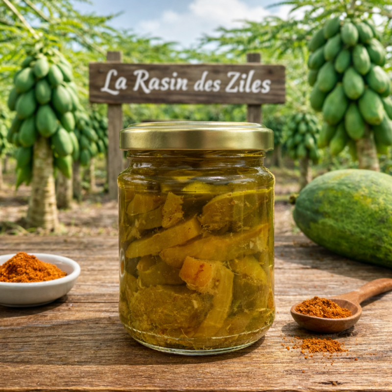 Achard massalé papaye – La Rasin des Ziles | Saveur Réunion