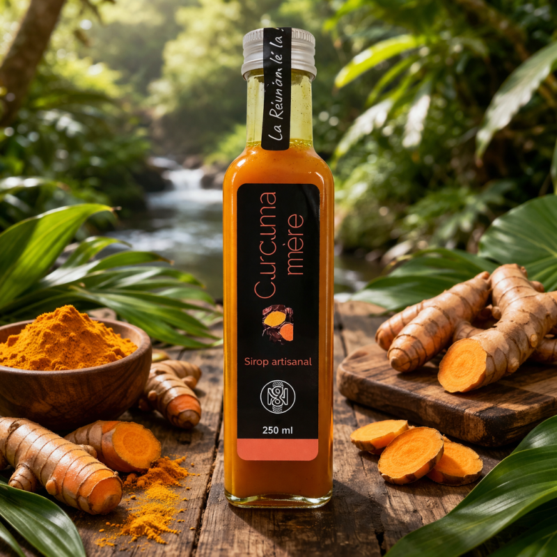 Sirop de Curcuma Mère 250 ml – Nature & Gourmandises | Curcuma de La Réunion
