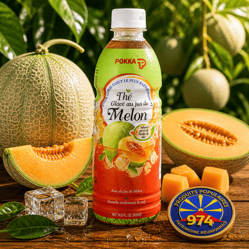 Thé glacé Pokka au jus de melon - Fraîcheur fruitée de La Réunion | MELGA.FR