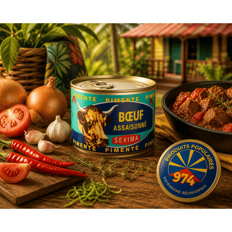 Bœuf pimenté SEVIMA 270 g – Boîte bœuf créole pour cari réunionnais