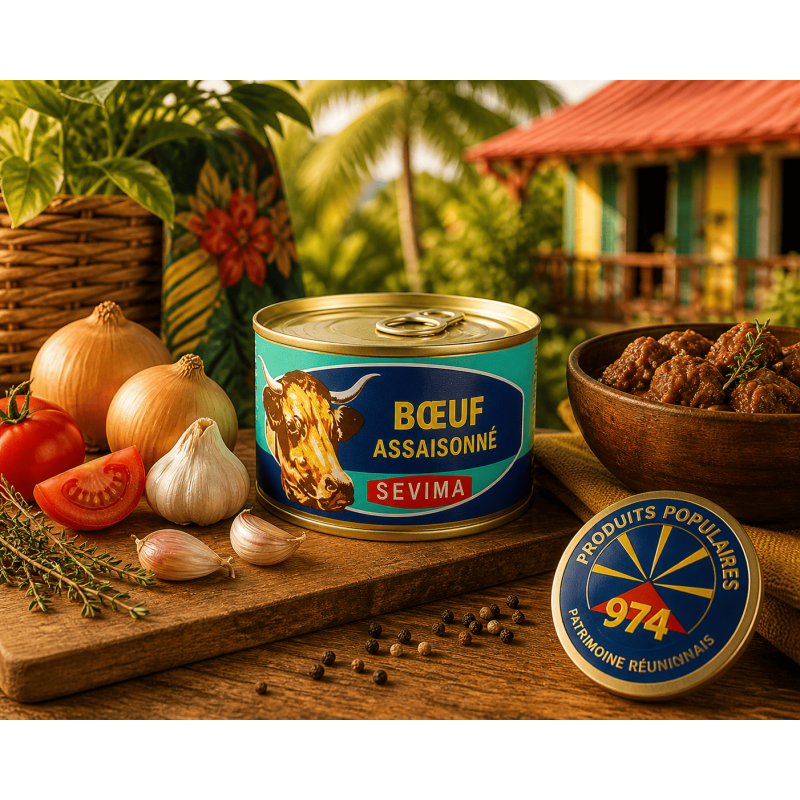 Bœuf pimenté SEVIMA 270 g – Boîte bœuf créole pour cari réunionnais
