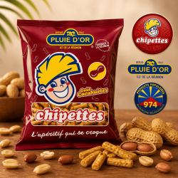 Chipettes goût cacahuètes Pluie d’Or 130g – Snack apéritif Réunion