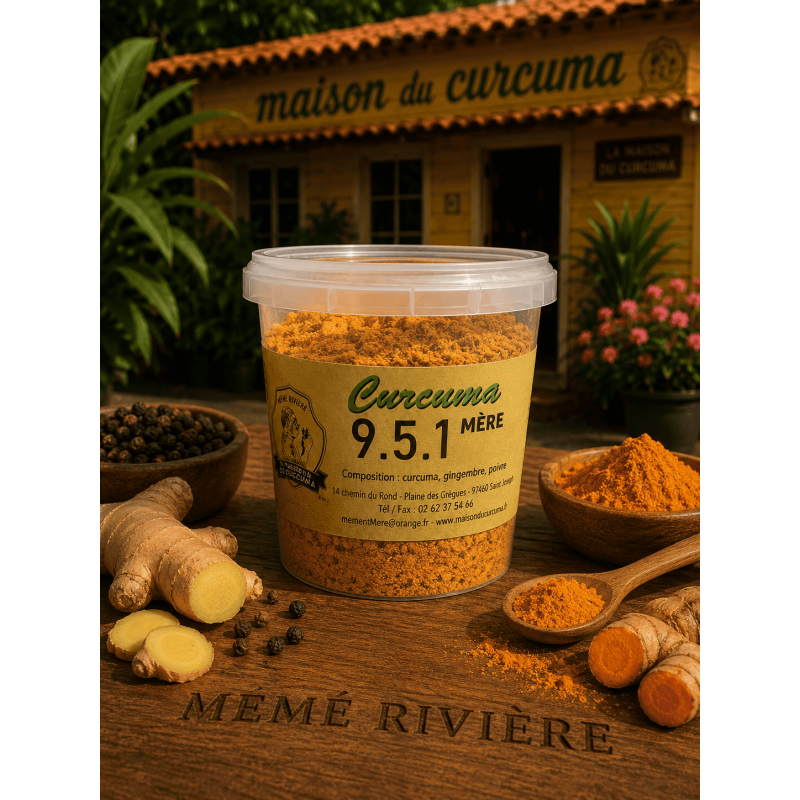 CURCUMA MERE 9.5.1, associant le curcuma mère, le poivre noir et le gingembre pour une meilleur absorption de la curcumine