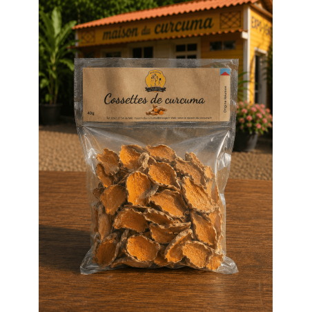 Les cossettes de Curcuma en sachet.