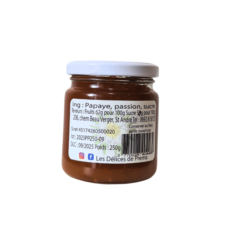 CONFITURE DE PAPAYE PASSION - Les Délices de Préma par la championne des confituriers 2023